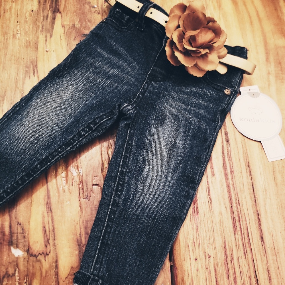 NWT Koala Kids baby dark denim Jean's with belt